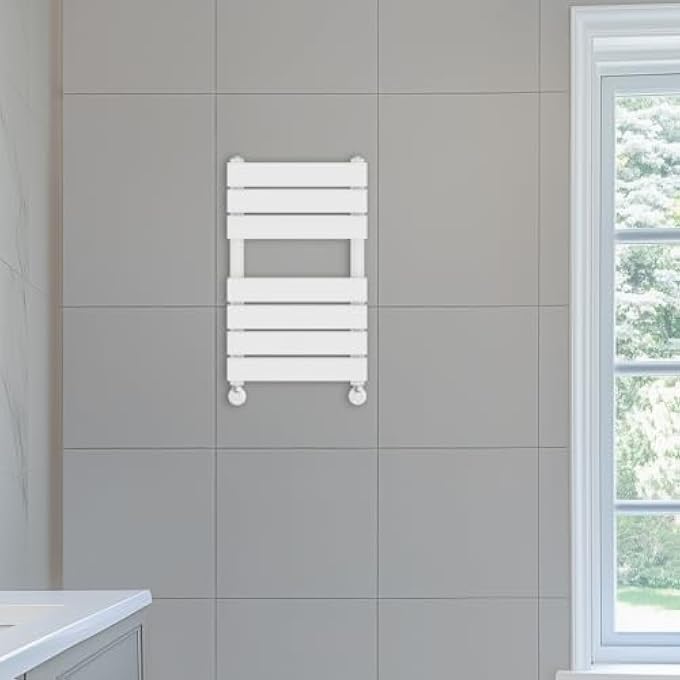 650 X 400 MM DESIGNER FLAT PANEL HEATED TOWEL RAIL WHITE BATHROOM RADIATOR - Image 1