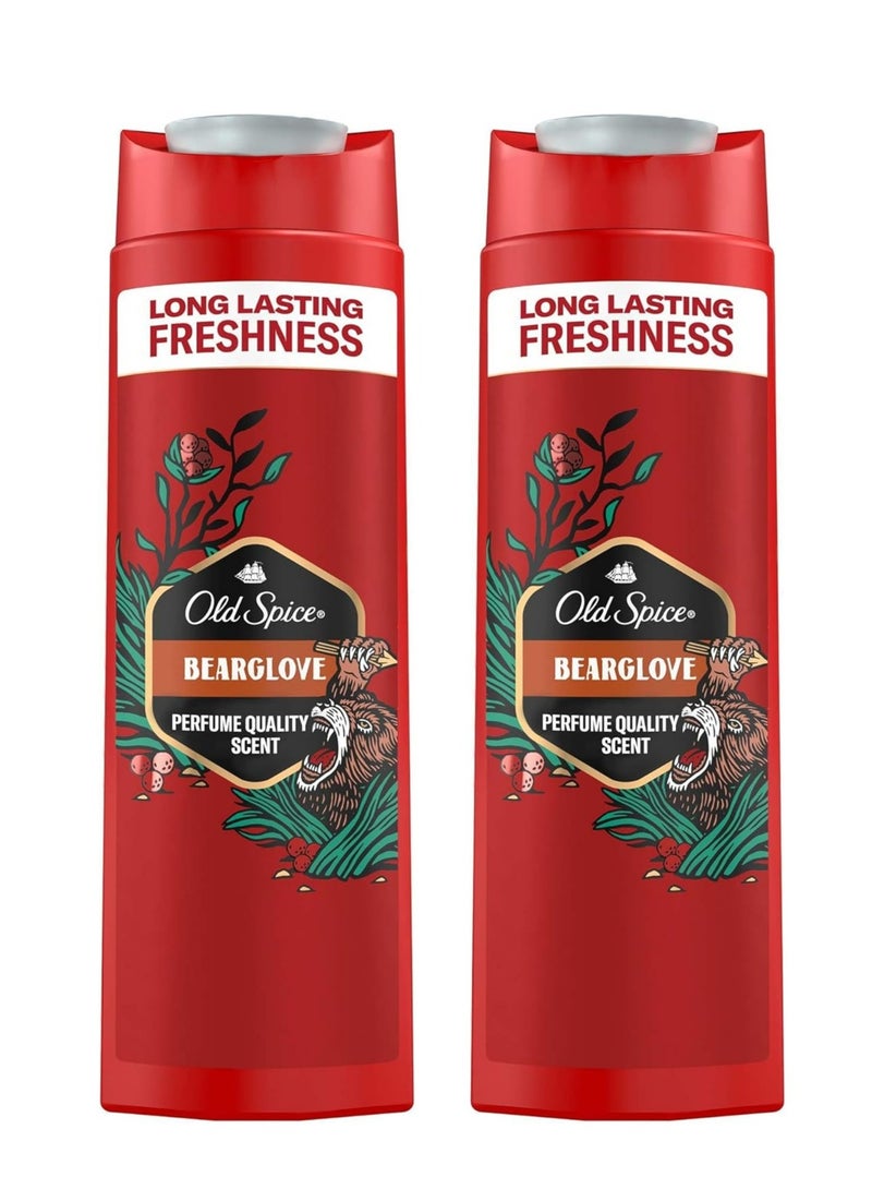 أولد سبايس جل استحمام أولد سبايس بيرغلوف ٣ في ١، ٤٠٠ مل (عبوة من قطعتين) | غسول للجسم والشعر والوجه بانتعاش يدوم طويلًا | عطر التوت العصير | جل استحمام عميق التنظيف للرجال - Image 1