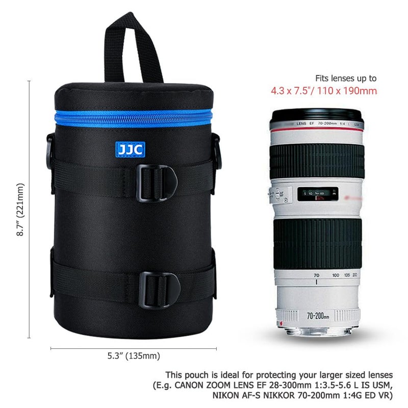 JJC Camera Lens Pouch Case for Canon EF 70-200mm EF 28-300mm EF 70-300mm Nikon Nikkor AF-S 70-200mm AF 80-200mm & More, Zipper Polyester Lens Protective Bag Interior Size 4.3x7.5â€ - Image 4