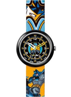 Swatch ساعة يد كوارتز مقاومة للماء برسومات باتمان وحافظة أقلام للأطفال للجنسين - 32 مم  - Image 1