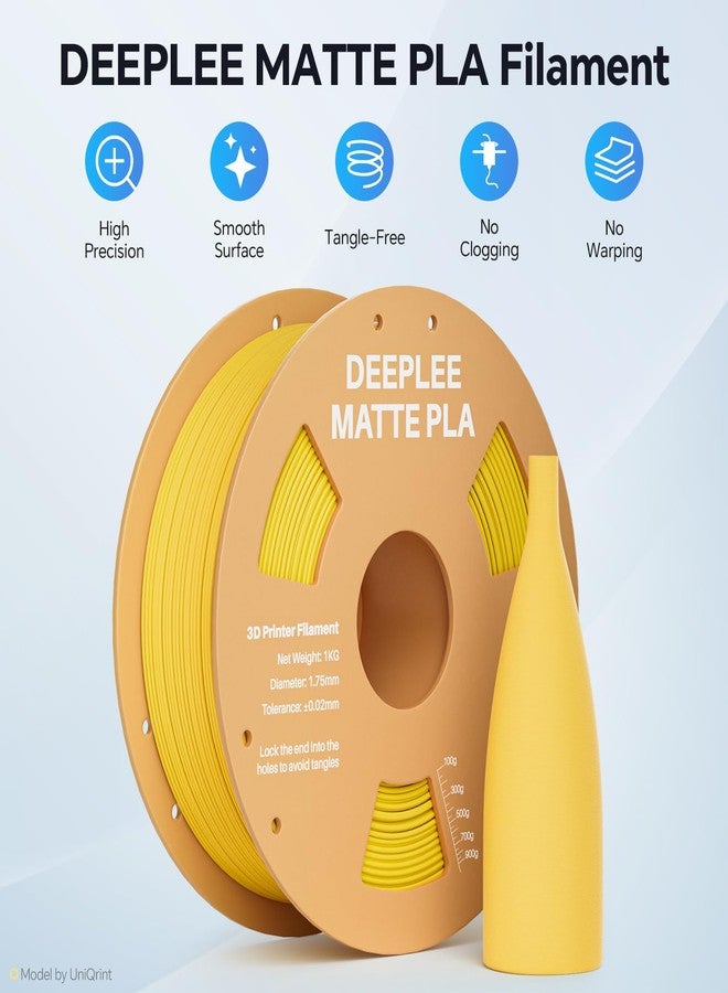 DEEPLEE Matte PLA Filament 1.75mm, 3D Printer Filament Dimensional Accuracy +/- 0.02mm, No Clogging, Higher Toughness, Cardboard Spool 3D Filament, 1kg Black - Image 2