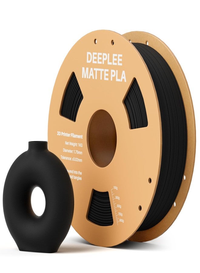DEEPLEE Matte PLA Filament 1.75mm, 3D Printer Filament Dimensional Accuracy +/- 0.02mm, No Clogging, Higher Toughness, Cardboard Spool 3D Filament, 1kg Black - Image 1