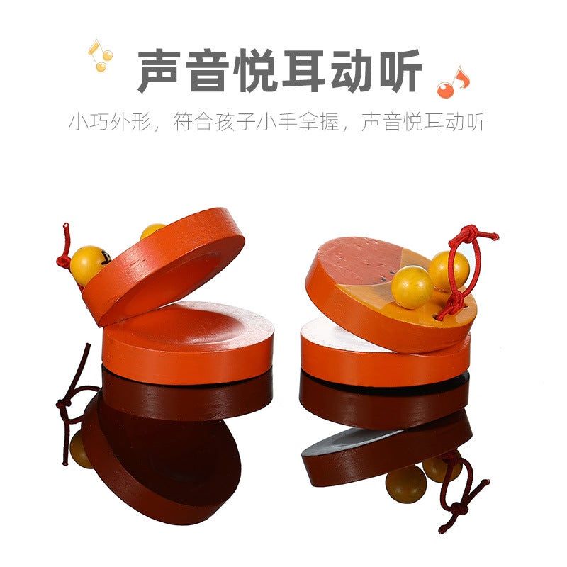 Orff Musical Instruments Children'S Percussion Instruments Cartoon Soundboard Wooden Tambourine Plastic Tambourine Early Education Educational Toys - Image 3