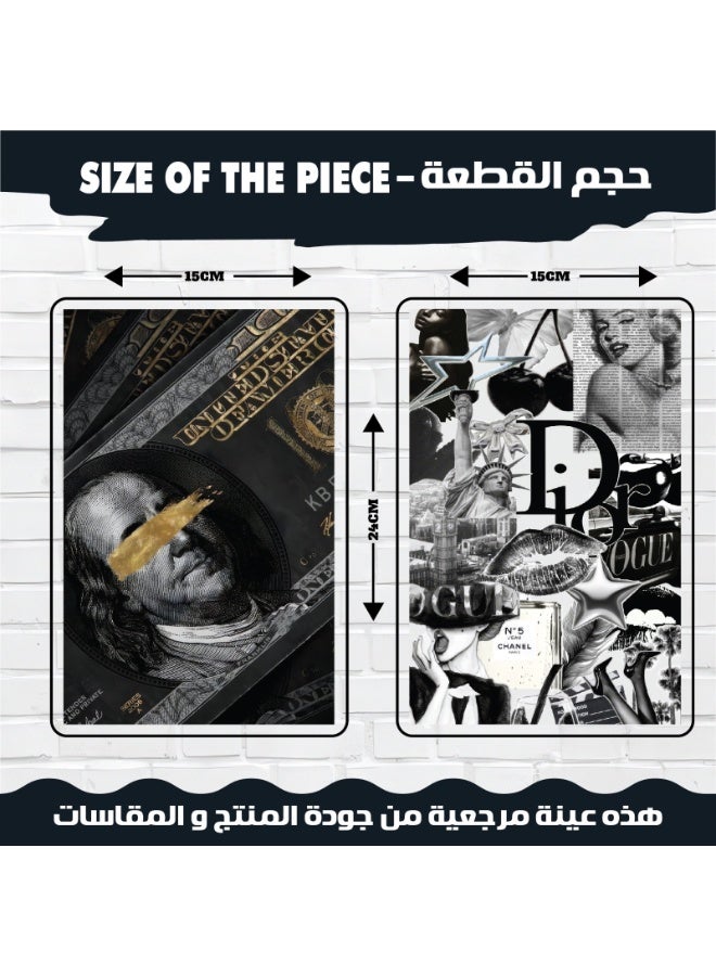 طقم بوسترات جدارية أبيض وأسود مكوّن من 12 قطعة، ورق كوشيه عالي الجودة 300 جرام، تصاميم حديثة وعبارات ملهمة، جاهزة للتثبيت ومناسبة لكل المساحات وأنواع الديكور - Image 4