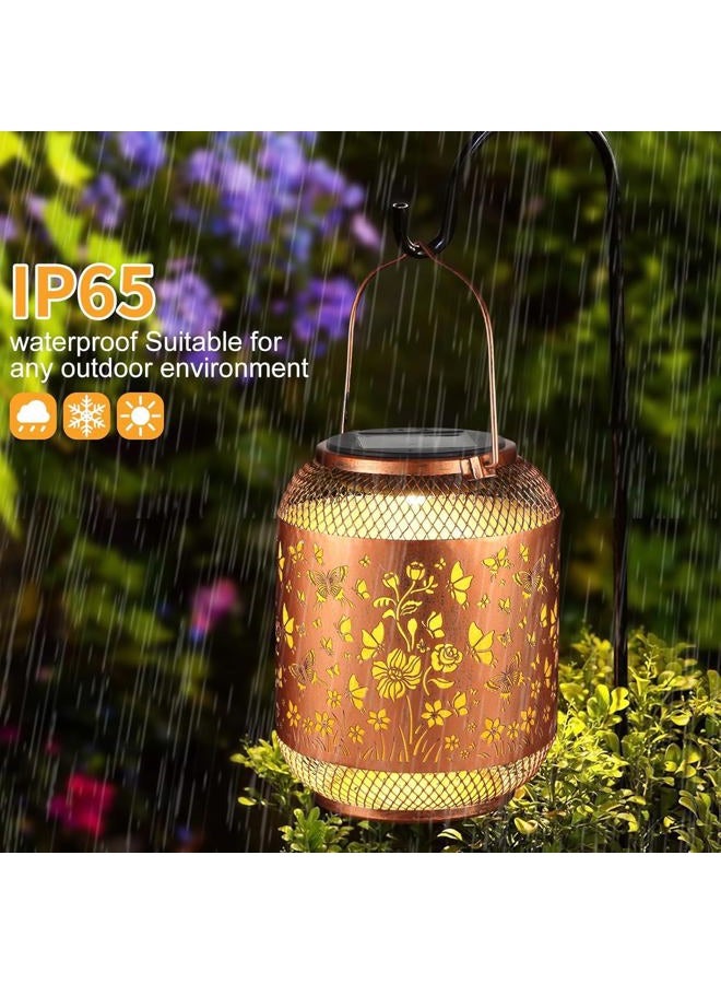 Doogarden Solar Lanterns Outdoor Waterproof Christmas Birthdays Gifts for Women Mom Grandma Butterfly Garden Decor Metal Hanging Solar LED Lights for Patio(Butterfly Swarm) - Image 5