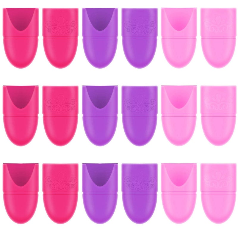 BOAO Boao 30 Pieces Wearable Nail Caps Silicone Gel Fingernail Polish Remover Wrap Cleaner Reusable Soak Off Caps in Purple, Rosy and Pink for DIY Nail Supplies 