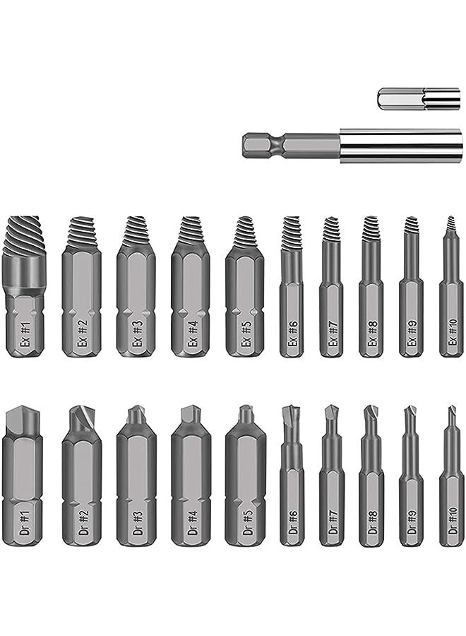 vesus Screw Extractor, ELECDON Damaged Screw Extractor Set 22Pcs with Drills and Extractor HSS Broken Bolt Screw Remover Tool with Magnetic Extension Bit Holder Socket Adapter for Broken Screw - Image 1