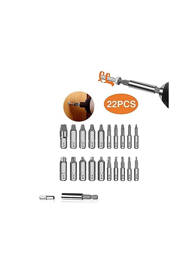 vesus Screw Extractor, ELECDON Damaged Screw Extractor Set 22Pcs with Drills and Extractor HSS Broken Bolt Screw Remover Tool with Magnetic Extension Bit Holder Socket Adapter for Broken Screw - Image 3