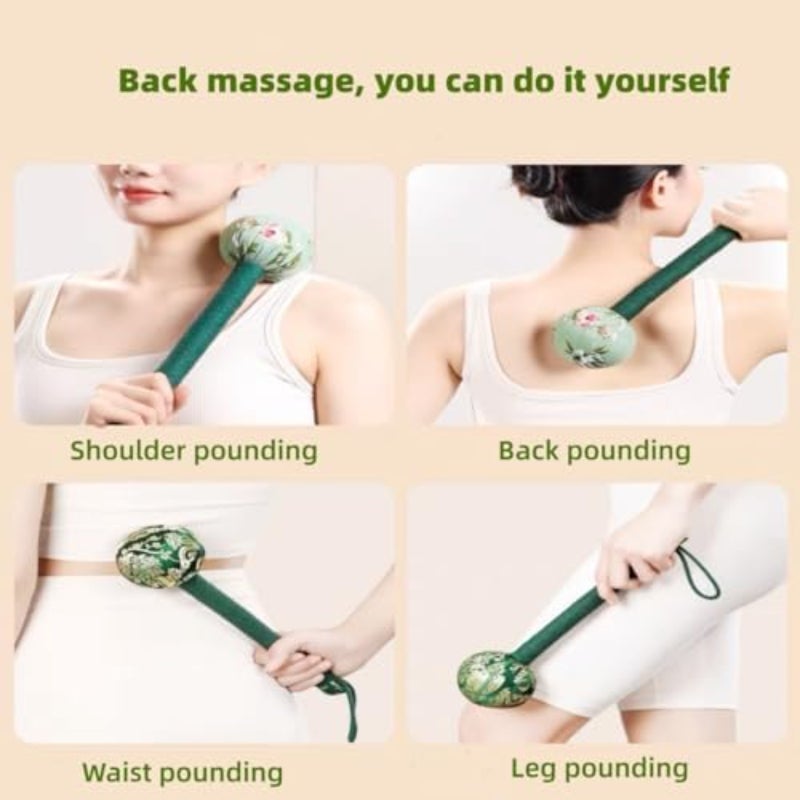 Lymphatic dredging massage hammer manual body pounding device  green  2PC - Image 2