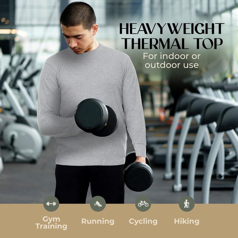 Jmr Usa Inc. JMR Menâ€™s Thermal Shirt Long Sleeve - Heavyweight 100% Cotton Waffle Weave Top, Warm Breathable Base Layer or Standalone Cold Weather Essential (Heather Grey) - Image 5