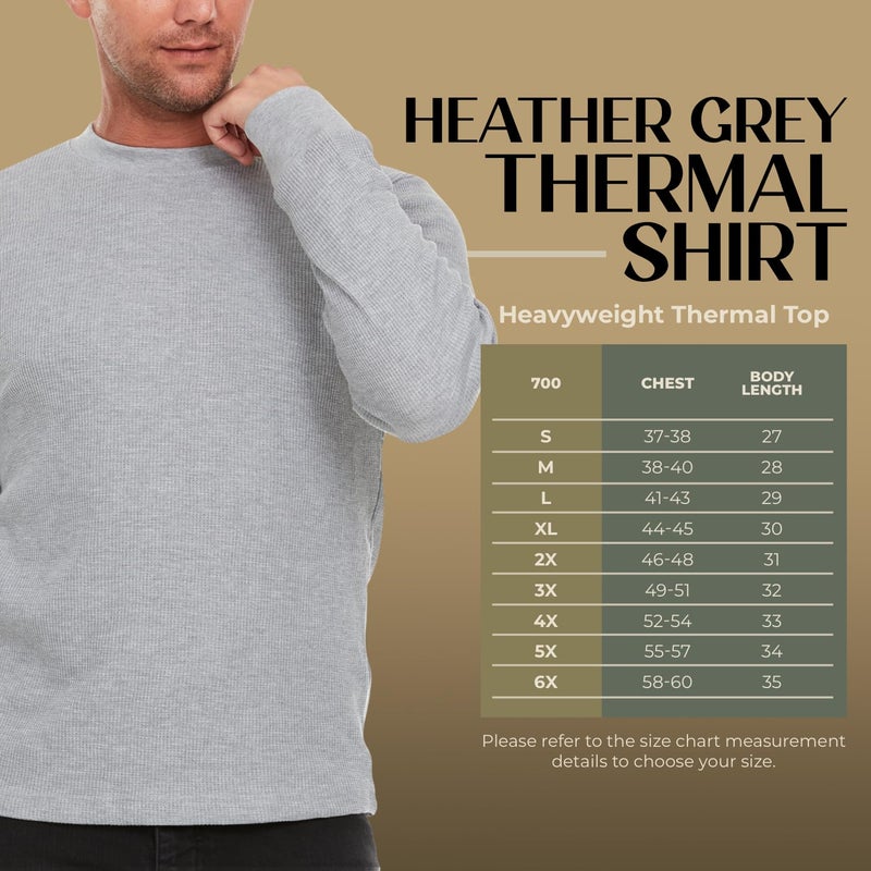 Jmr Usa Inc. JMR Menâ€™s Thermal Shirt Long Sleeve - Heavyweight 100% Cotton Waffle Weave Top, Warm Breathable Base Layer or Standalone Cold Weather Essential (Heather Grey) - Image 2