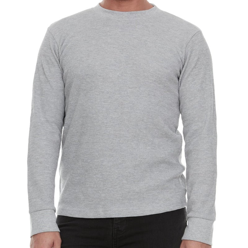 Jmr Usa Inc. JMR Menâ€™s Thermal Shirt Long Sleeve - Heavyweight 100% Cotton Waffle Weave Top, Warm Breathable Base Layer or Standalone Cold Weather Essential (Heather Grey) - Image 1