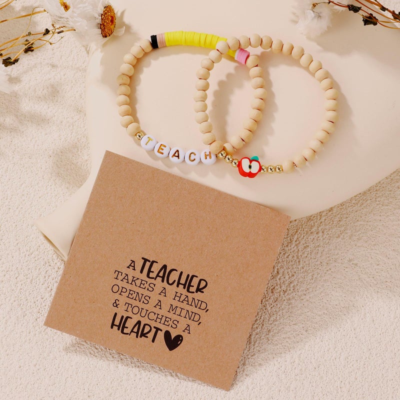 Korotho Teacher Gifts for Women Christmas Gift, Teachers Bracelet Teacher Appreciation Gifts End of Year Teacherr Gift Cool Thank You Valentines Day Christmas TEAC Present for Her (Heart) - Image 4