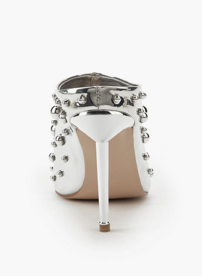 Celeste Women Studded Stiletto Heel Mules - Image 5