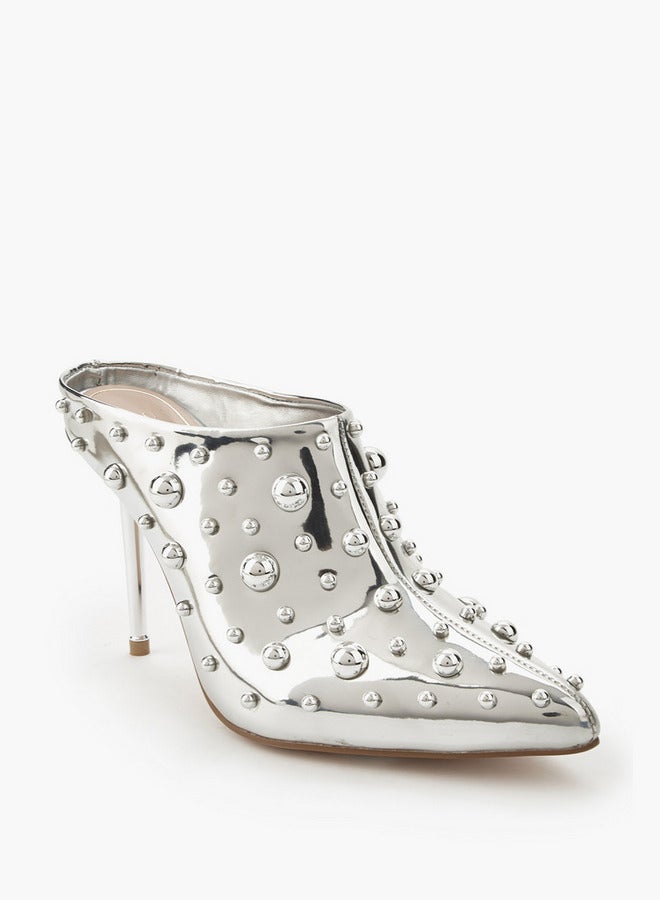 Celeste Women Studded Stiletto Heel Mules - Image 1