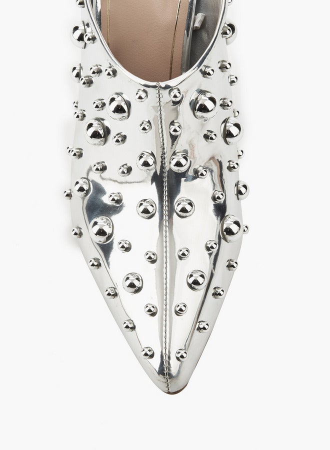 Celeste Women Studded Stiletto Heel Mules - Image 4