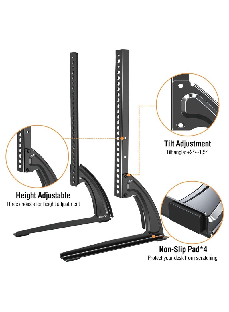 JAJEEK حامل تلفاز عالمي للطاولة لشاشات 27-55 بوصة – ارتفاع قابل للتعديل، قاعدة قوية لشاشات LCD/LED/Plasma، يدعم حتى 88 رطل، متوافق مع VESA 800x400mm - Image 3
