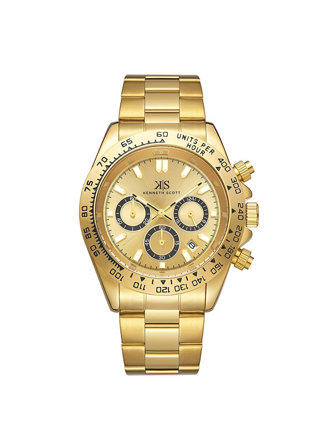 KENNETH SCOTT Men's Analog Round Shape Stainless Steel Wrist Watch K23123-GBGC - 43 Mm  - Image 1
