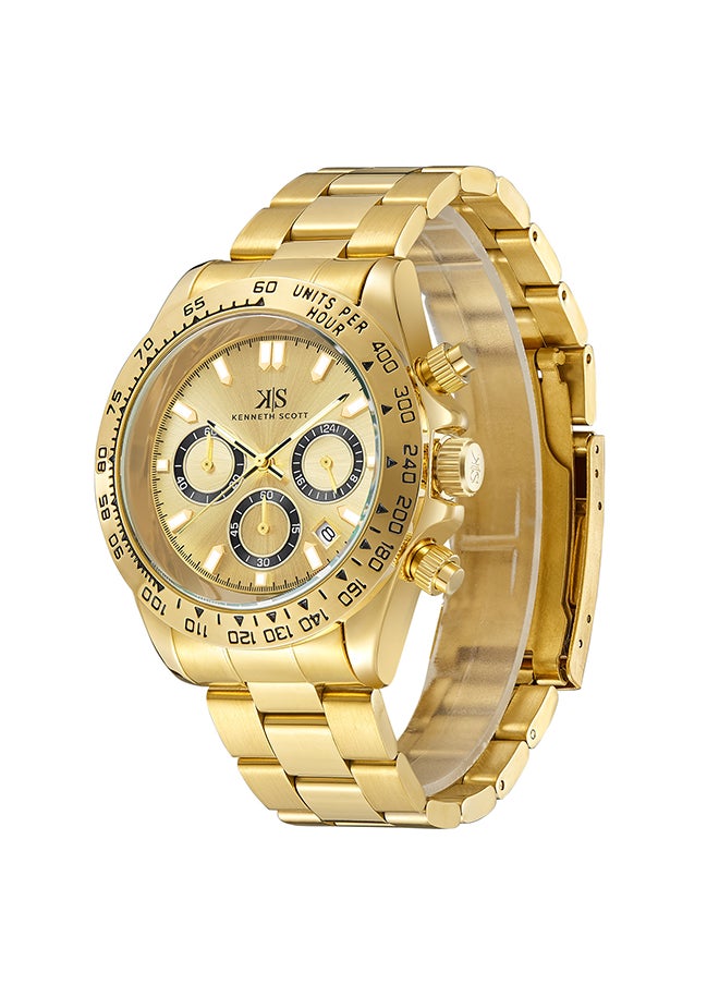 KENNETH SCOTT Men's Analog Round Shape Stainless Steel Wrist Watch K23123-GBGC - 43 Mm  - Image 2