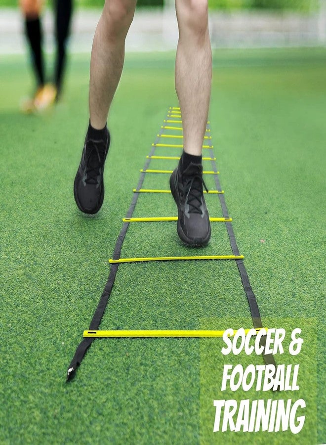 Fitfix® Track and Field Sports Training Football Super Speed Agility Ladder for Track and Field Sports (8 Meter, Flat and Light Weight) Adjustable Yellow rungs ladder-16 Strips with Free Carry Bag - Image 2