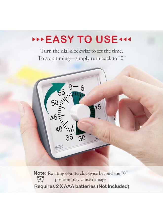 Secura - 60Minute Visual Timer, Classroom Timer, Countdown Timer For Kids And Adults, Time Management Tool For Teaching ( Dark Green & Dark Gray) - Image 1