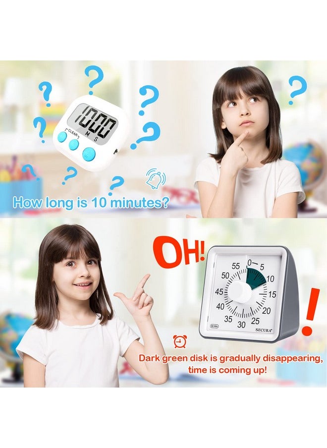 Secura - 60Minute Visual Timer, Classroom Timer, Countdown Timer For Kids And Adults, Time Management Tool For Teaching ( Dark Green & Dark Gray) - Image 1