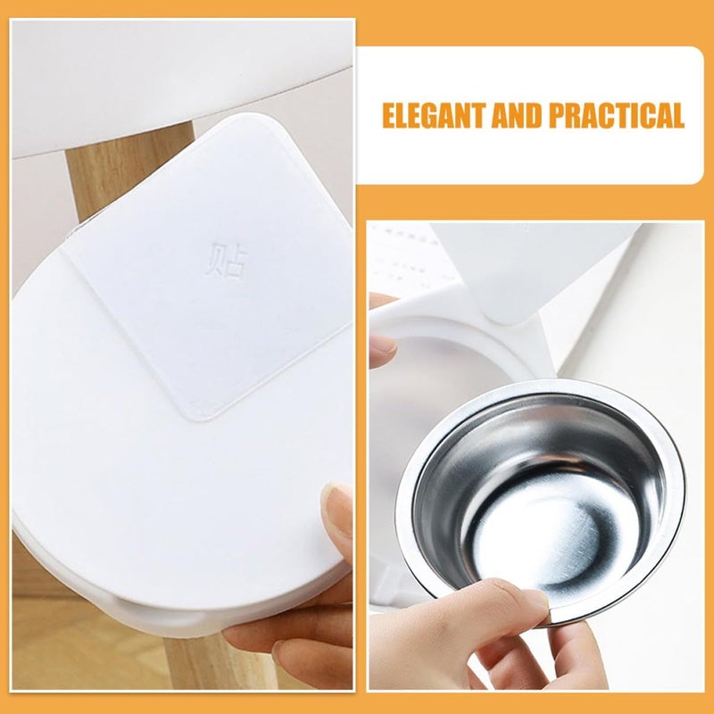 Rotatable Stainless Steel Ashtray with Lid Self Adhesive Windproof Ash Container for Desk Indoor Outdoor Use White - Image 4