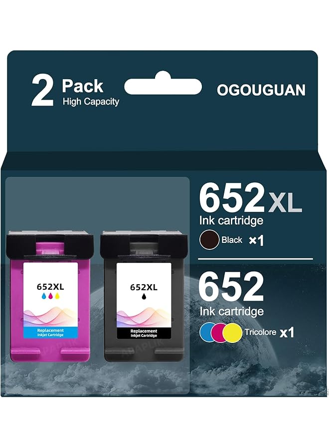 erorex 652 Ink Cartridge Replacement For Hp 652 Xl Compatible With Hp Deskjet 3787 3789 3835 4535 Printers 1 Black 1 Tricolor - Image 1