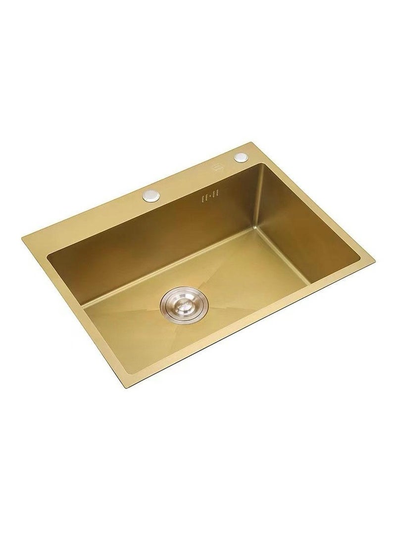 ODONAO Premium Kitchen Sink Stainless Steel Single Bowl With Drainage Assembly Accessories Drop In Sink Gold - Image 1