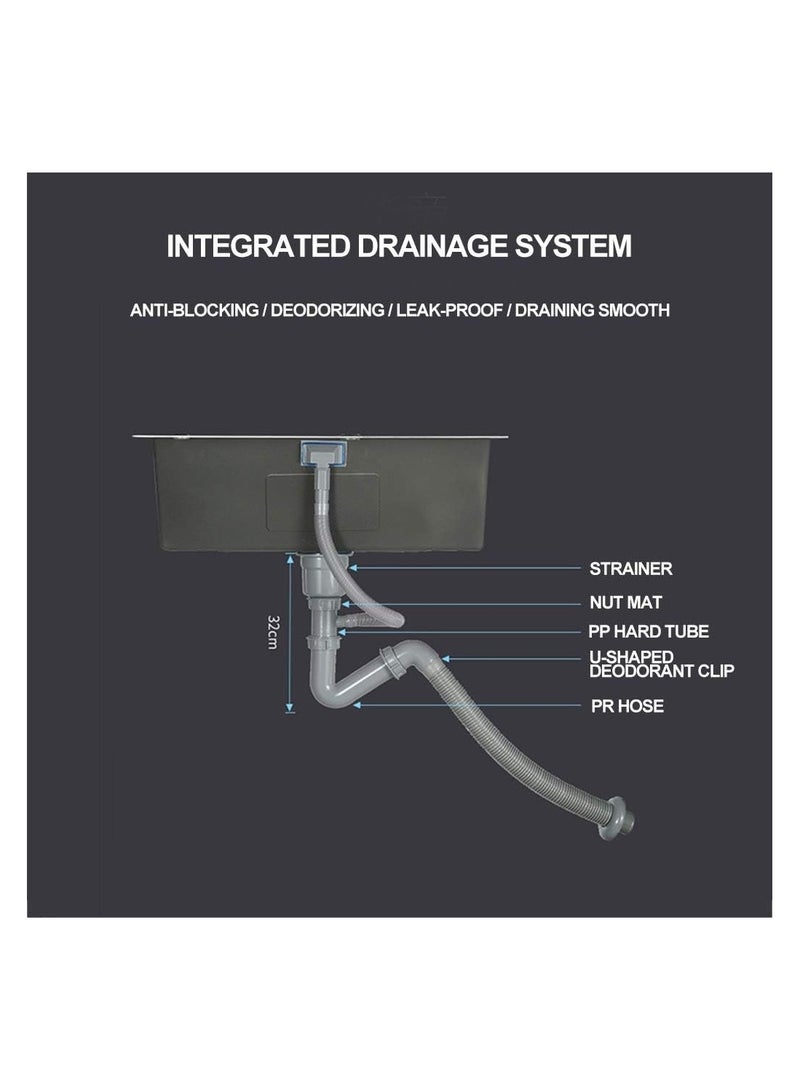 ODONAO Premium Kitchen Sink Stainless Steel Single Bowl With Drainage Assembly Accessories Drop In Sink Gold - Image 3