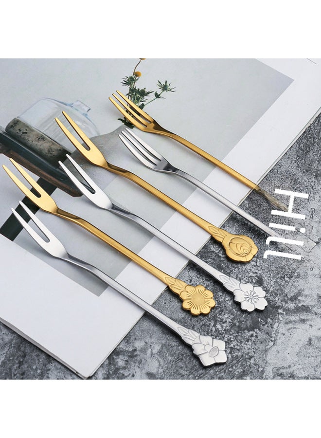 Daily Use Kitchen Utensils/fruit Fork/fruit Fork - Stainless Steel Material Durable Rust-resistant-Color:Titanium Platycodon Fork