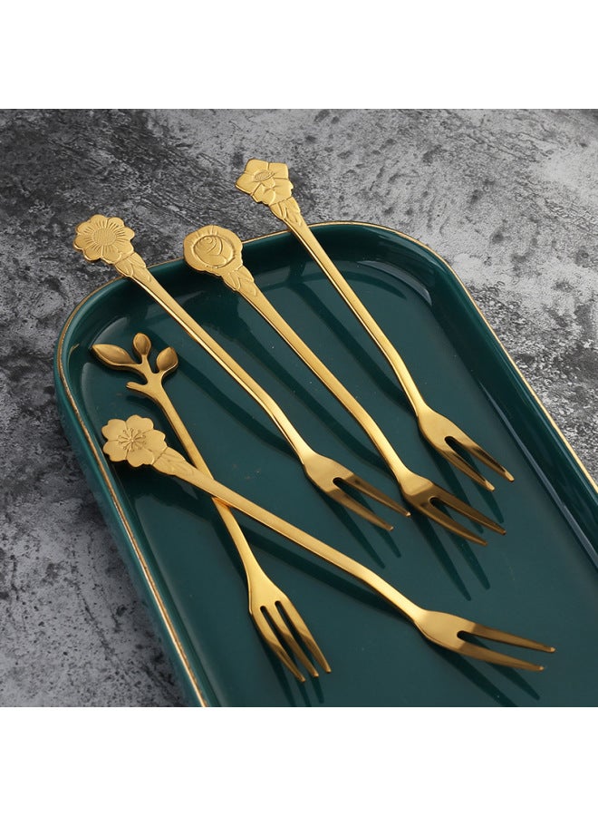 Daily Use Kitchen Utensils/fruit Fork/fruit Fork - Stainless Steel Material Durable Rust-resistant-Color:Titanium Platycodon Fork