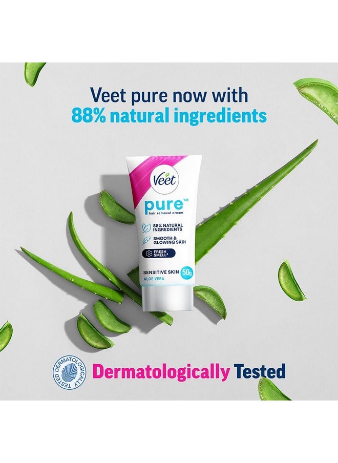 Veet Pure Hair Removal Cream For Women For Sensitive Skin - 50G Pack Of 3  - Image 3
