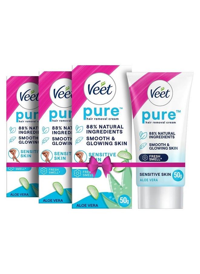 Veet Pure Hair Removal Cream For Women For Sensitive Skin - 50G Pack Of 3  - Image 1