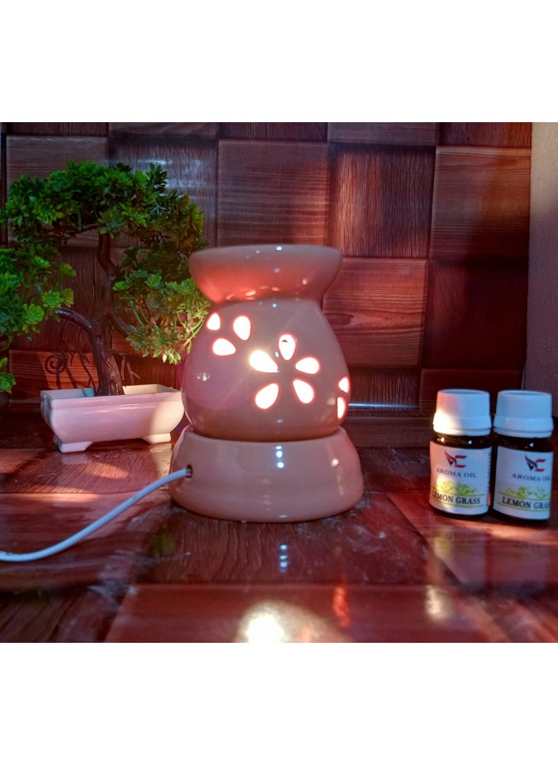 Generic Kahana Electric Diffuser Air Freshener Damru Nano Pot White Oil Burner with 10ml Fragrance Oil for Office Spa Gym Dance Class Music Class Recaptionist Table Dcor  - Image 2
