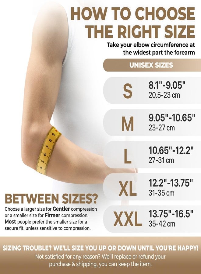 DR. BRACE® Elite Elbow Brace Support, Breathable Elbow Compression Sleeve with Gel Pad for Golfer's, Tennis Elbow & Tendonitis Treatment & Pain Relief 2024 (Nude (Beige), Small) - Image 4