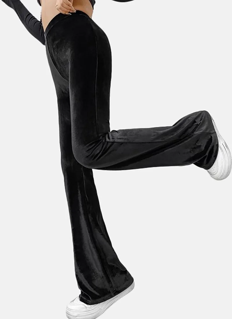 يونيكي Black Wide Leg Solid Trouser