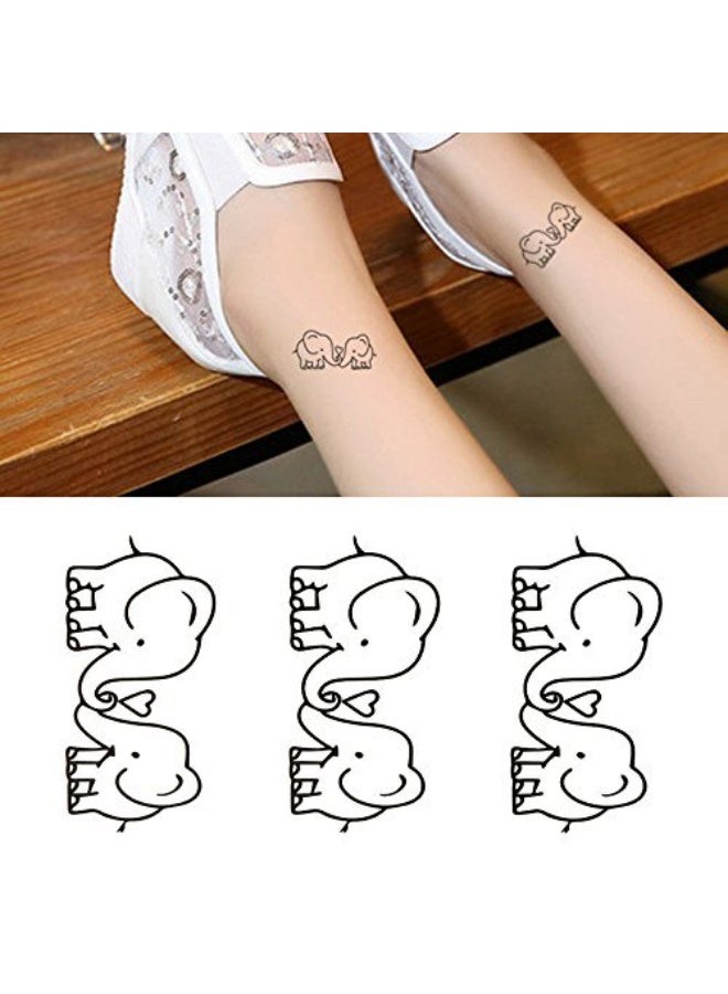 Oottati Small Cute Temporary Tattoo Two Couple Elephants (Set of 2) - Image 1