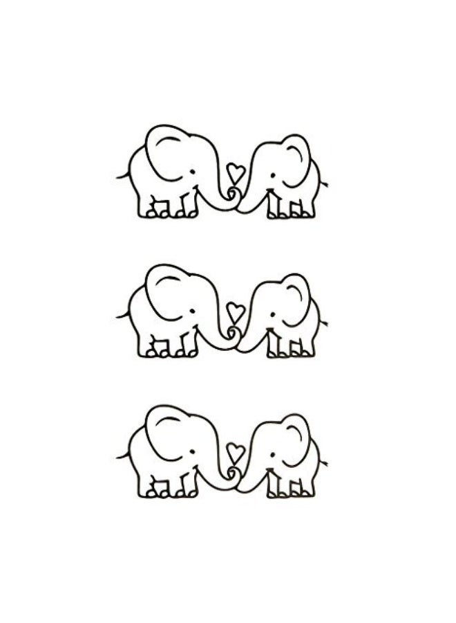 Oottati Small Cute Temporary Tattoo Two Couple Elephants (Set of 2) - Image 2