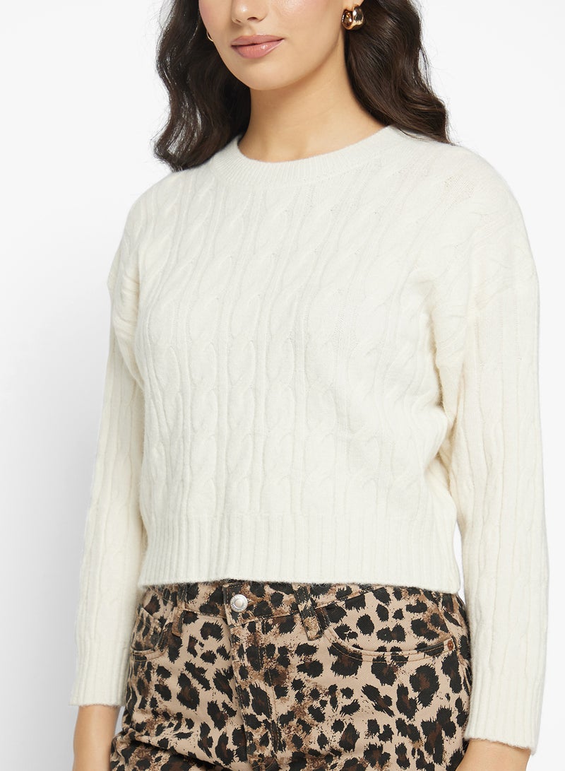 جينجر كنزة صوفية سميكة بنقشة الكابل - Image 3