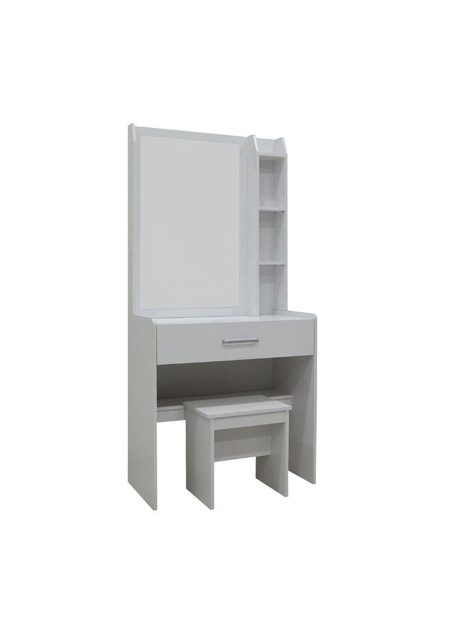 DANUBE HOME Supreme 1 Drawer Tall Dressing Table With Stool Dressers Organizer For Bed Room Living Room Closet Hallway Nursery -White - Image 5