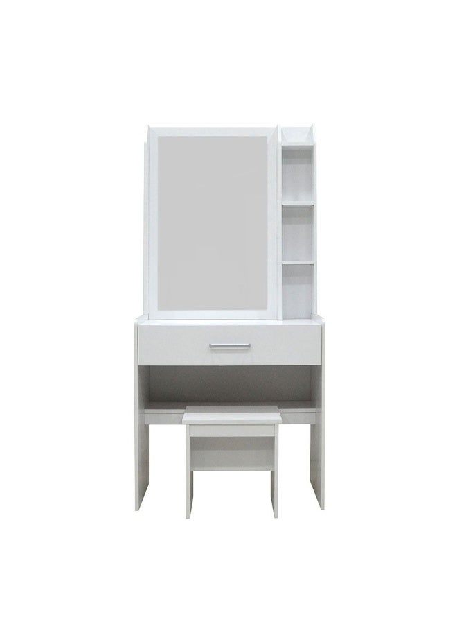 DANUBE HOME Supreme 1 Drawer Tall Dressing Table With Stool Dressers Organizer For Bed Room Living Room Closet Hallway Nursery -White - Image 2