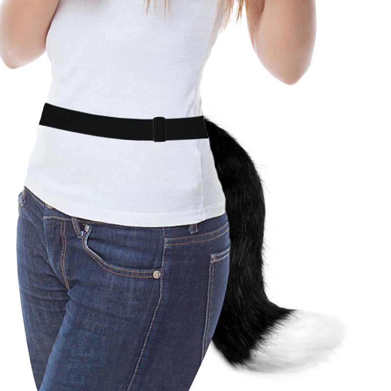 hbbhml Furry Animal Cat Fox Tail Faux Fur Wolf Ear Headband Leather Neck Chocker Costume Set for Party Halloween Cosplay - Image 3