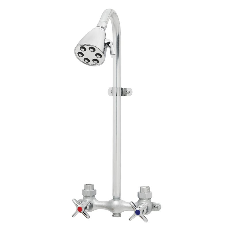 Speakman SC1220AF Commander VandalResistant Industrial Exposed Shower with Cross Handles and S2252 Brass Shower Head Polished Chrome