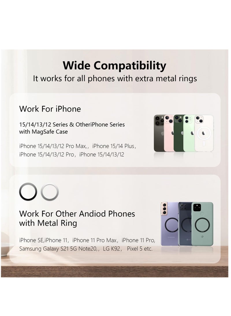Excefore Magnetic Phone Stand, For MagSafe iPhone Stand Holder for Desk with 360° Rotating Base, Metal Foldable Adjustable Cell Phone Stand Compatible with iPhone 15 14 13 12 Pro Max and MagSafe Case - Image 5