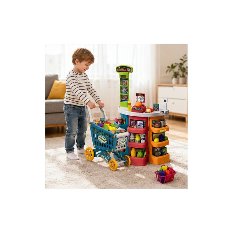 Kids Market Store Playset Toy with Shopping Cart and Accessories, Ages 3+ - Image 3