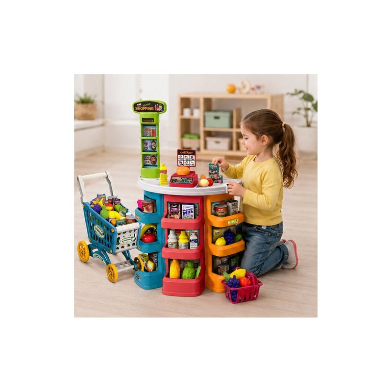 Kids Market Store Playset Toy with Shopping Cart and Accessories, Ages 3+ - Image 4