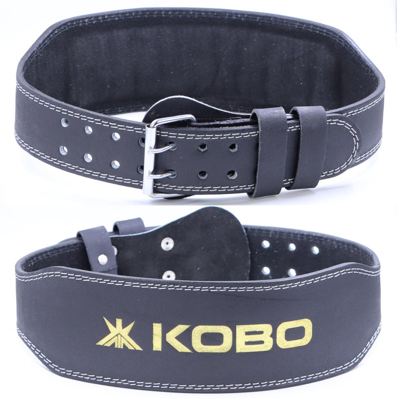 Kobo Weight Lifting Belt Gym Fitness, Natural Genuine Leather 4” Padded Back Support, 8 Adjustable Holes, Weightlifting Powerlifting Bodybuilding Deadlift Squat Workout Strength Training, Men Women - Image 5