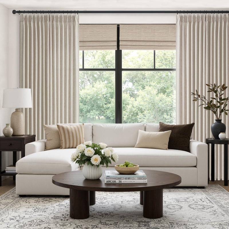 Drapenova Oatmeal Taupe Linen Sheer Curtains 96 Inches Long for Living Room 2 Panels Back Tab Pinch Pleated Drapes with Hooks Rings Light Filtering Burlap Farmhouse Ceiling Custom Made Memory Trained Curtain - Image 4