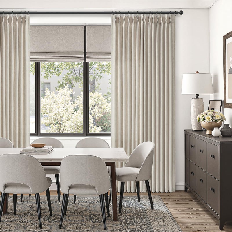Drapenova Oatmeal Taupe Linen Sheer Curtains 96 Inches Long for Living Room 2 Panels Back Tab Pinch Pleated Drapes with Hooks Rings Light Filtering Burlap Farmhouse Ceiling Custom Made Memory Trained Curtain - Image 3